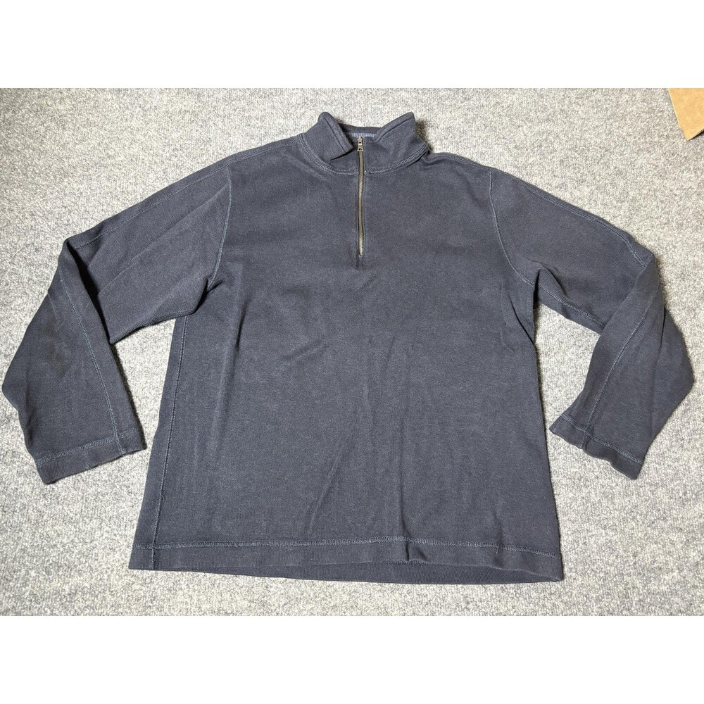 Banana Republic Sweater Mens L Blue 1/4 Zip Mock Neck Cotton Knit Pullover
